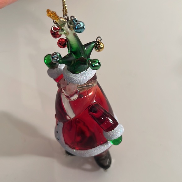 Vintage Christmas Acrylic Santa on Ice Skates Ornament - Picture 4 of 7